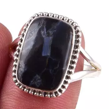 Natural Pietersite Gemstone Handmade 925 Solid Sterling Silver Ring Size 9 j6R53