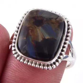 Natural Pietersite Gemstone Handmade 925 Solid Sterling Silver Ring Size 8 y8L10
