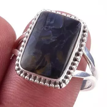 Natural Pietersite Gemstone Handmade 925 Solid Sterling Silver Ring Size 9 g0b83