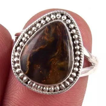 Natural Pietersite Gemstone Handmade 925 Solid Sterling Silver Ring Size 7 o3g71