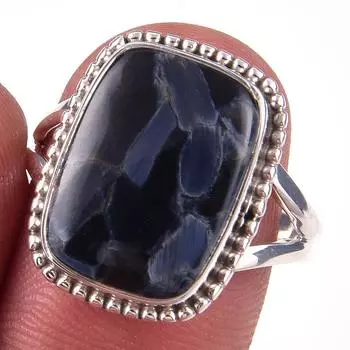 Natural Pietersite Gemstone Handmade 925 Solid Sterling Silver Ring Size 8 Q5D24