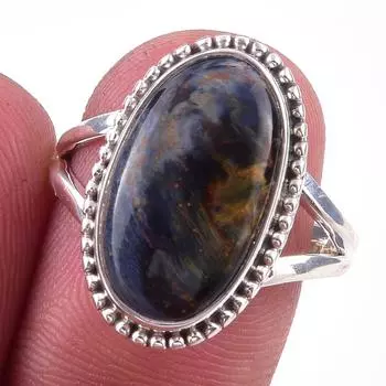 Natural Pietersite Gemstone Handmade 925 Solid Sterling Silver Ring Size 8 o9s68