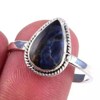 Natural Pietersite Gemstone Handmade 925 Solid Sterling Silver Ring S.9.5 B8H90
