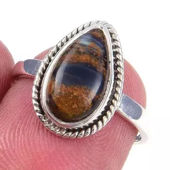Natural Pietersite Gemstone Handmade 925 Solid Sterling Silver Ring S.5.5 k9w98