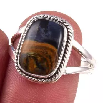 Natural Pietersite Gemstone Handmade 925 Solid Sterling Silver Ring Size 9 u6p20