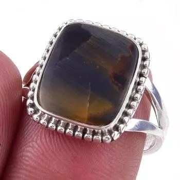 Natural Pietersite Gemstone Handmade 925 Solid Sterling Silver Ring S.7.5 F5E18
