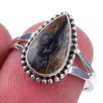 Natural Pietersite Gemstone Handmade 925 Solid Sterling Silver Ring Size 7 m6l68