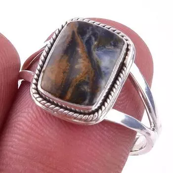 Natural Pietersite Gemstone Handmade 925 Solid Sterling Silver Ring S.8.5 K8d19