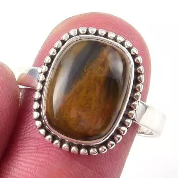 Natural Pietersite Gemstone Handmade 925 Solid Sterling Silver Ring S.8.5 K9u67