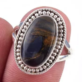 Natural Pietersite Gemstone Handmade 925 Solid Sterling Silver Ring Size 6 c8g61