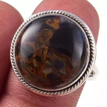 Natural Pietersite Gemstone Handmade 925 Solid Sterling Silver Ring S.7.5 g6e14