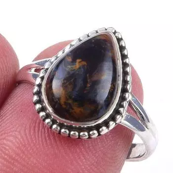 Natural Pietersite Gemstone Handmade 925 Solid Sterling Silver Ring Size 8 D3Q00
