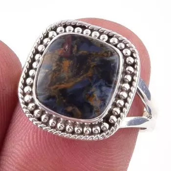 Natural Pietersite Gemstone Handmade 925 Solid Sterling Silver Ring Size 7 j8e85