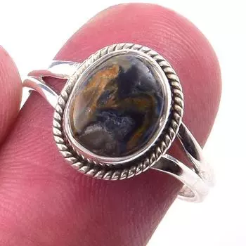 Natural Pietersite Gemstone Handmade 925 Solid Sterling Silver Ring Size 7 y3K69