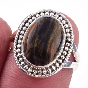 Natural Pietersite Gemstone Handmade 925 Solid Sterling Silver Ring Size 6 y1h25