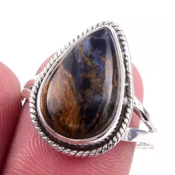 Natural Pietersite Gemstone Handmade 925 Solid Sterling Silver Ring Size 8 M6b84