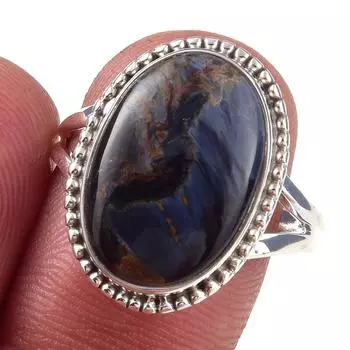 Natural Pietersite Gemstone Handmade 925 Solid Sterling Silver Ring Size 8 R2Y37