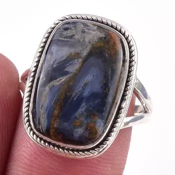 Natural Pietersite Gemstone Handmade 925 Solid Sterling Silver Ring Size 7 F1y55