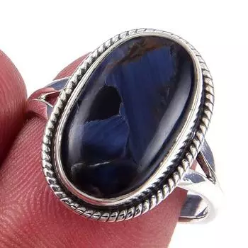Natural Pietersite Gemstone Handmade 925 Solid Sterling Silver Ring Size 8 p7d81