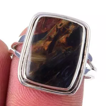Natural Pietersite Gemstone Handmade 925 Solid Sterling Silver Ring Size 7 L8G94