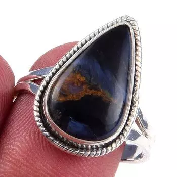 Natural Pietersite Gemstone Handmade 925 Solid Sterling Silver Ring Size 9 i0D32