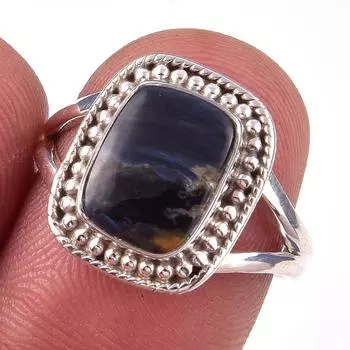 Natural Pietersite Gemstone Handmade 925 Solid Sterling Silver Ring Size 7 F6E12