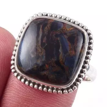 Natural Pietersite Gemstone Handmade 925 Solid Sterling Silver Ring S.8.5 h3n79