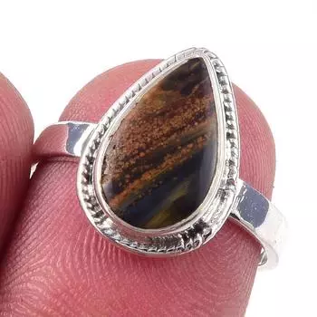 Natural Pietersite Gemstone Handmade 925 Solid Sterling Silver Ring Size 7 C6v85