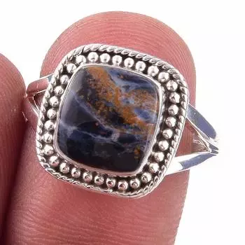 Natural Pietersite Gemstone Handmade 925 Solid Sterling Silver Ring Size 9 t2d72
