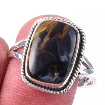 Natural Pietersite Gemstone Handmade 925 Solid Sterling Silver Ring Size 10 B8Z97