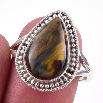 Natural Pietersite Gemstone Handmade 925 Solid Sterling Silver Ring Size 9 e9n08