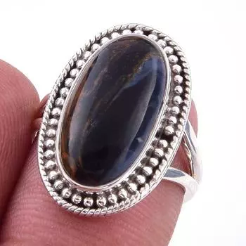 Natural Pietersite Gemstone Handmade 925 Solid Sterling Silver Ring Size 6 w9u84