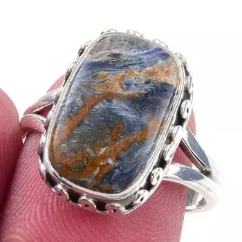 Natural Pietersite Gemstone Handmade 925 Solid Sterling Silver Ring Size 8 i6W40