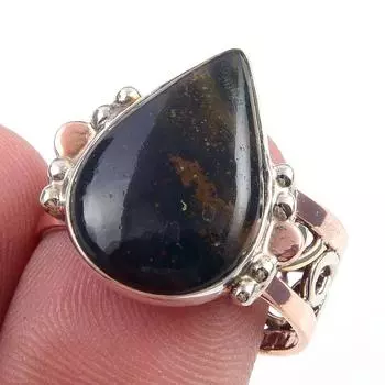 Natural Pietersite Gemstone Handmade 925 Sterling Silver Two Tone Ring S.9 z3q98
