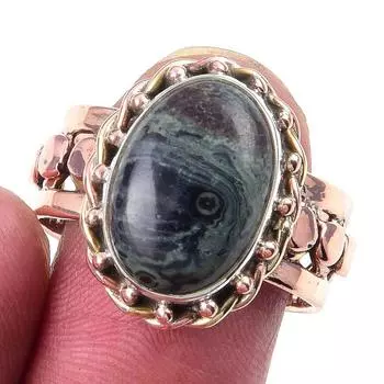 Natural Pietersite Gemstone Handmade 925 Sterling Silver Two Tone Ring S.9 S7Q37