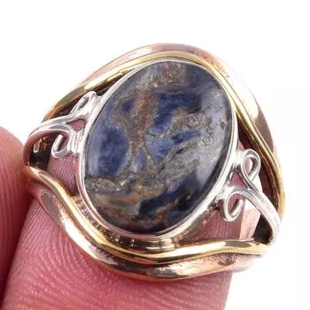 Natural Pietersite Gemstone Handmade 925 Sterling Silver Two Tone Ring S.6 t8c08
