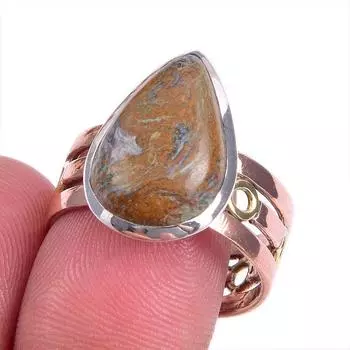 Natural Pietersite Gemstone Two Tone 925 Sterling Silver Jewelry Ring S.10 M0l51