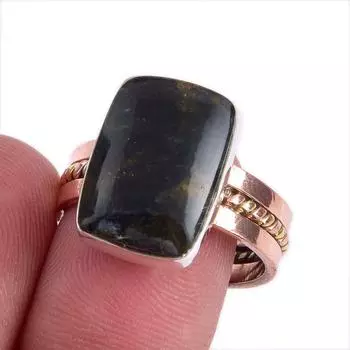 Natural Pietersite Gemstone Two Tone 925 Sterling Silver Jewelry Ring S.8.5 f3s23