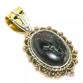 Natural Pietersite Gemstone TwoTone 925 Solid Sterling Silver Pendant 1.50 f9v34