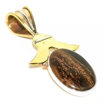 Natural Pietersite Gemstone TwoTone 925 Solid Sterling Silver Pendant 1.50 I4w25