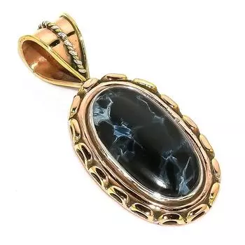 Natural Pietersite Gemstone TwoTone 925 Solid Sterling Silver Pendant 1.50 O7N00