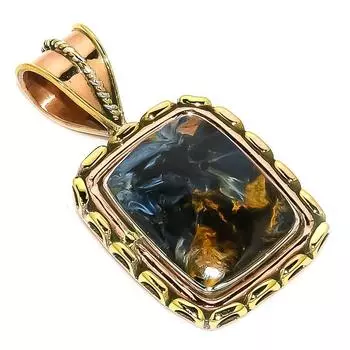 Natural Pietersite Gemstone TwoTone 925 Solid Sterling Silver Pendant 1.50 f3b82