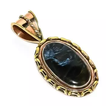 Natural Pietersite Gemstone TwoTone 925 Solid Sterling Silver Pendant 1.75 k3p76
