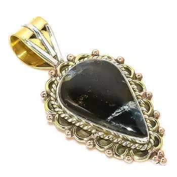 Natural Pietersite Gemstone TwoTone 925 Solid Sterling Silver Pendant 1.50 S3N72