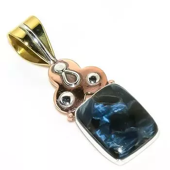 Natural Pietersite Gemstone TwoTone 925 Solid Sterling Silver Pendant 1.50 C9D88