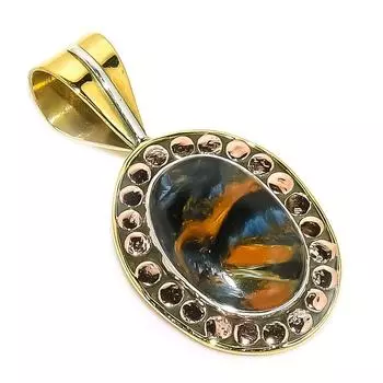 Natural Pietersite Gemstone TwoTone 925 Solid Sterling Silver Pendant 1.50 P4v52