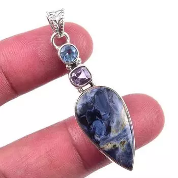 Natural Pietersite,Pink Amethyst 925 Solid Sterling Silver Gift Pendant 2 u0i91