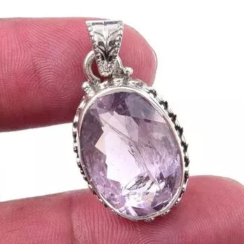 Natural Pink Amethyst 925 Solid Sterling Silver Gift Jewelry Pendant 1.25 V6w60