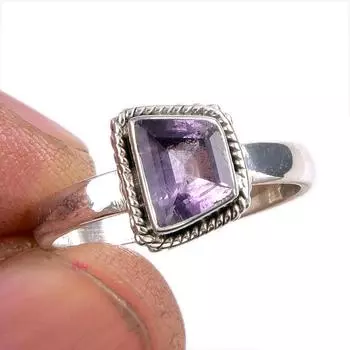Natural Pink Amethyst Gemstone 925 Solid Sterling Silver Jewelry Ring S.7 z5c51