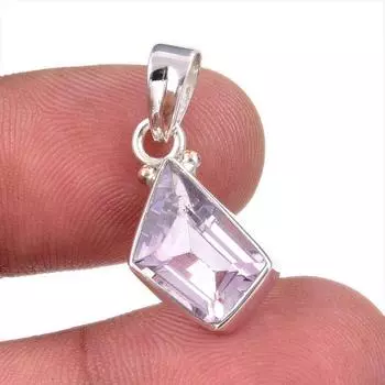 Natural Pink Amethyst Gemstone 925 Solid Sterling Silver Jewelry Pendant 1 s1W25